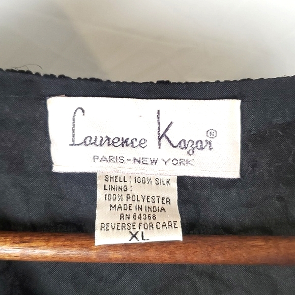 Vintage‎ Laurence Kazar Black Silk Beaded Jacket - Picture 4 of 8